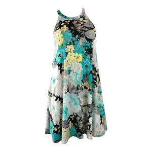Black/Mint Floral Print Dress
