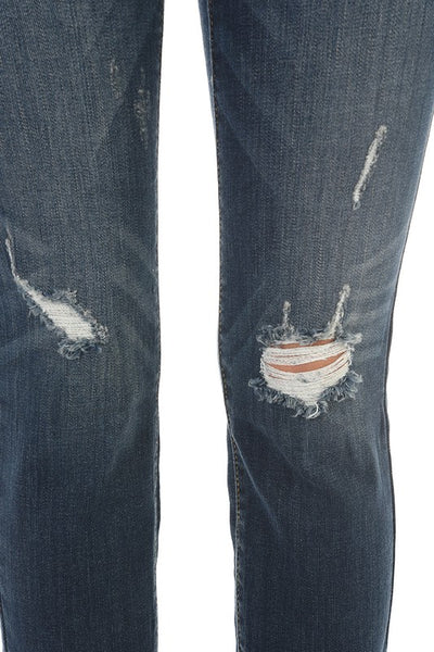 Kara Dark Wash Distressed Cropped Jeans