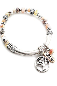 Pearl & Bead Tree of Life Charm Bracelet