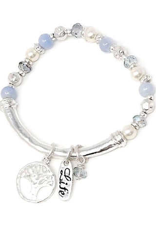 Pearl & Bead Tree of Life Charm Bracelet