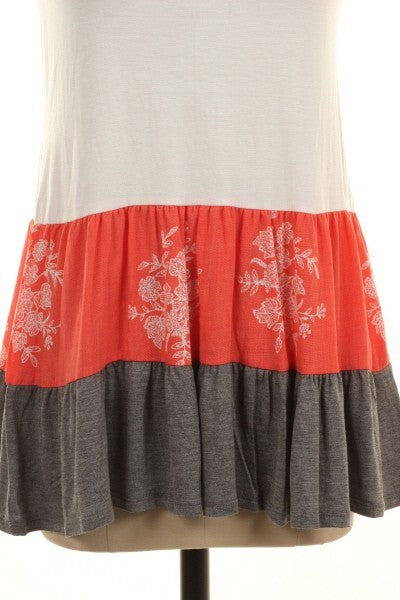 Coral Sleeveless Colorblock Top