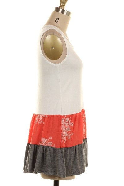 Coral Sleeveless Colorblock Top