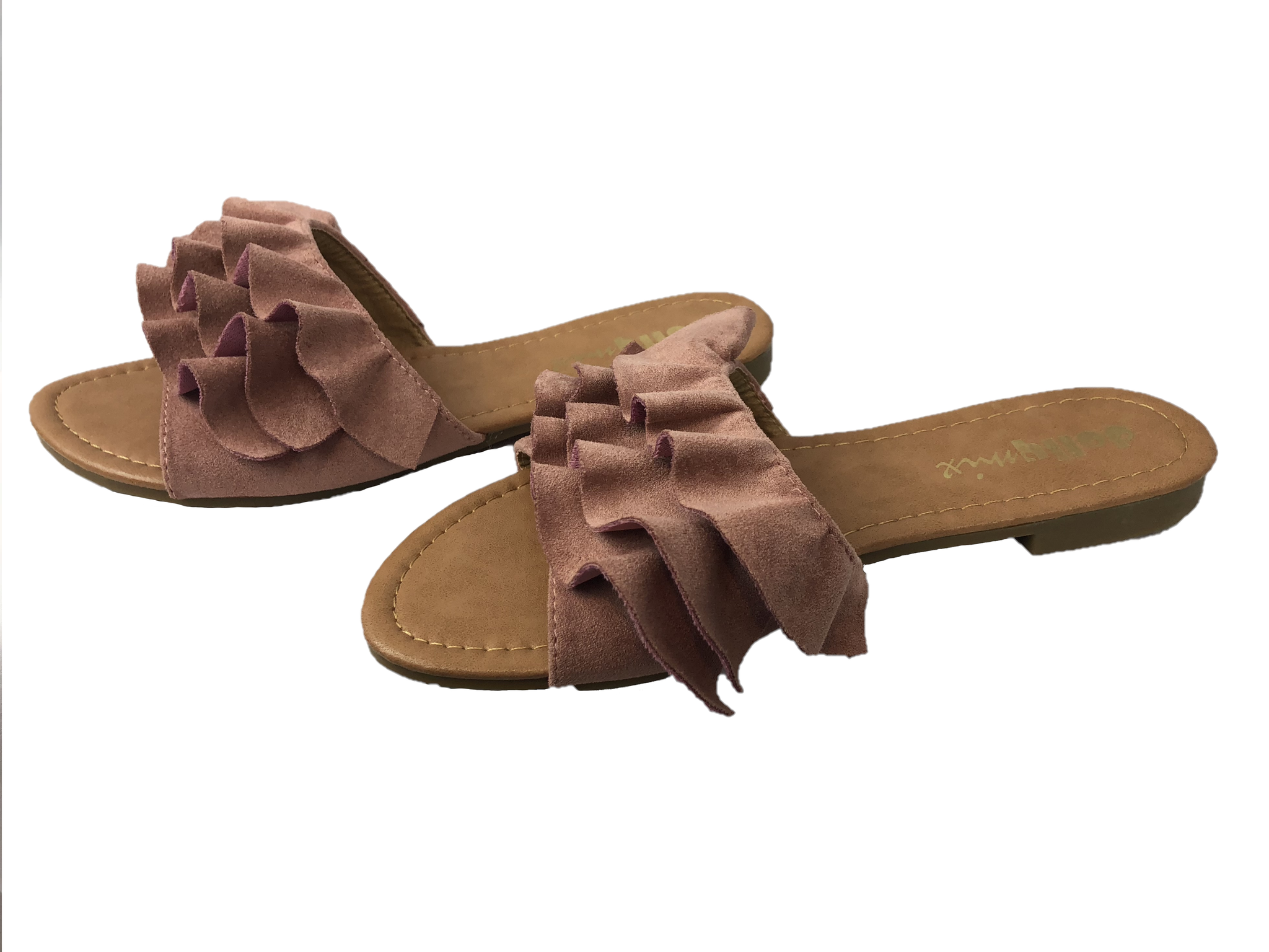Nevaeh Blush Ruffle Slip-on Sandals