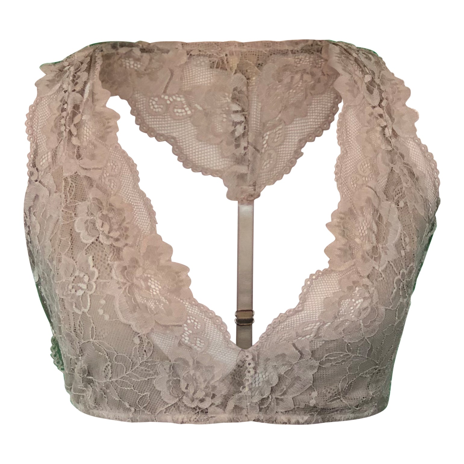 Taupe Grey Halter Lace Bralette