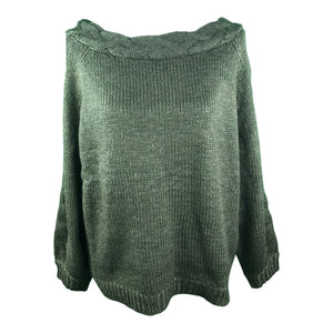 Olive Knitted Off Shoulder Tunic