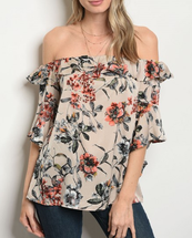 Taupe Floral Blouse