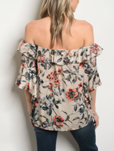 Taupe Floral Blouse